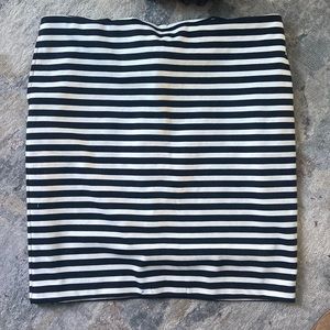 Black and white striped skirt cotton stretchy skirt